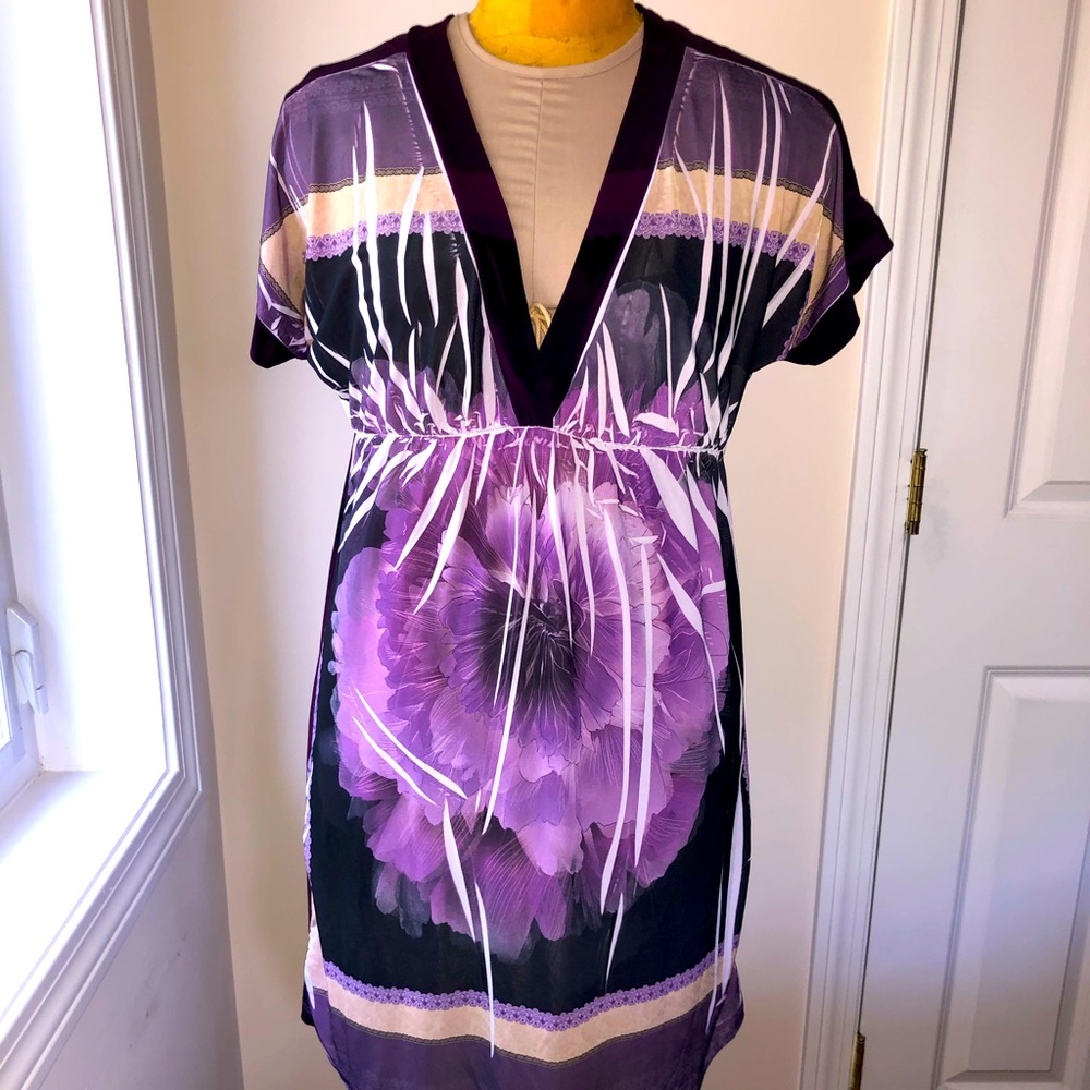 V-neck knit short dress sublimation scarf print